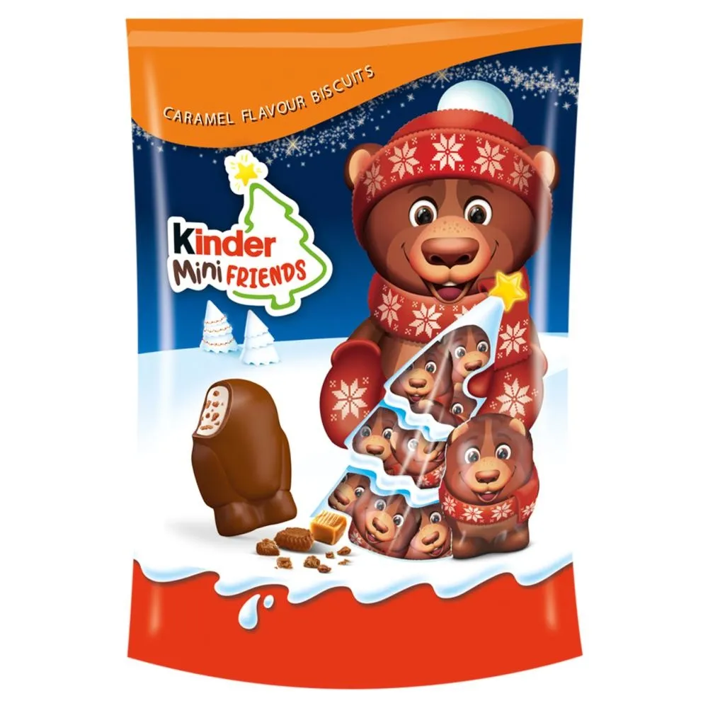 Kinder Mini Friends Nadziewana czekolada z nadzieniem mlecznym i chrupkami o smaku karmelowym 122 g