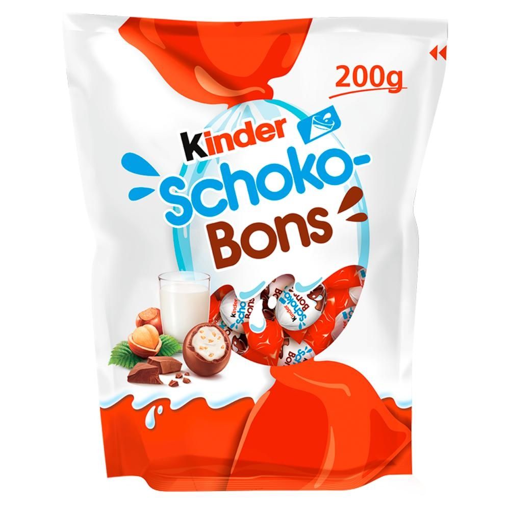 Kinder Schoko-Bons Czekoladki z mlecznej czekolady z nadzieniem mlecznym i orzechami 200 g