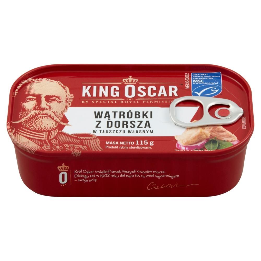 King Oscar Wątróbki z dorsza w tłuszczu własnym 115 g