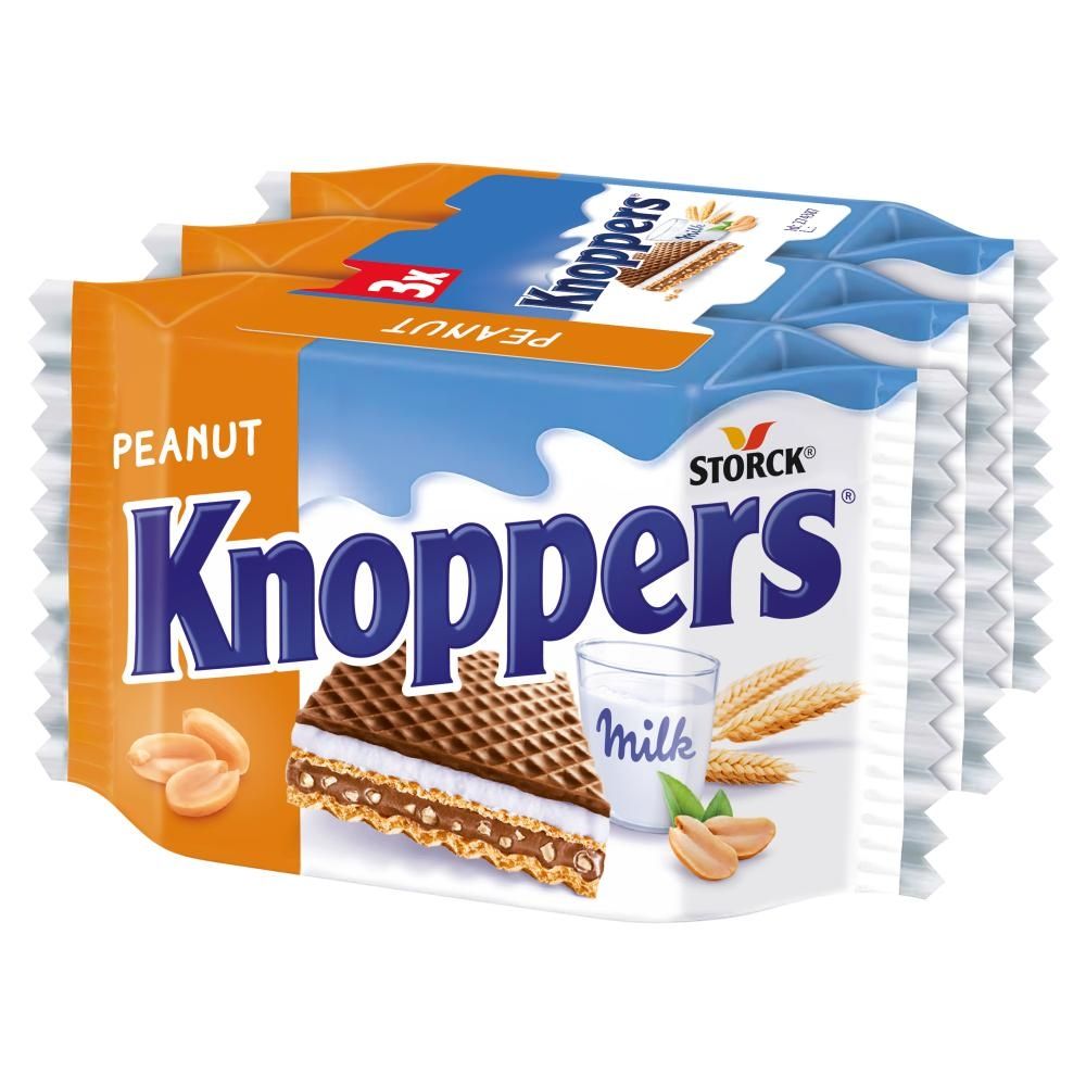 Knoppers Peanut Wafelek mleczno-orzeszkowy 75 g (3 x 25 g)