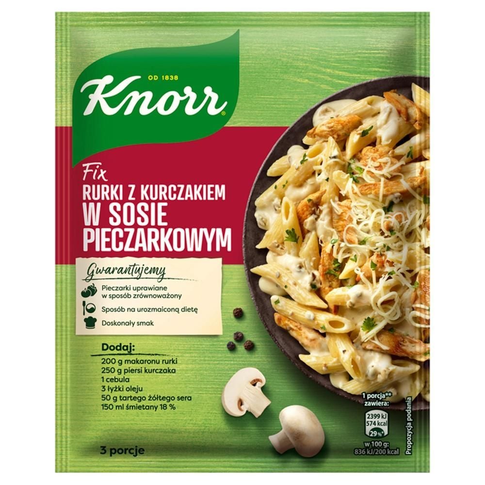 Knorr Fix Rurki z kurczakiem w sosie pieczarkowym 33 g