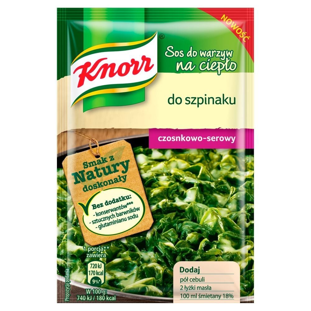 Knorr Sos do warzyw na ciepło do szpinaku czosnkowo-serowy 20 g