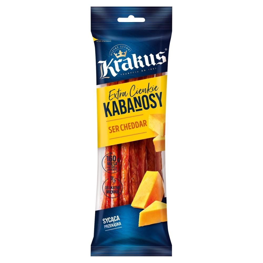 Krakus Extra cienkie kabanosy ser cheddar 95 g