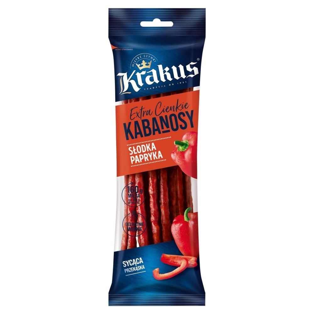 Krakus Extra cienkie kabanosy słodka papryka 95 g