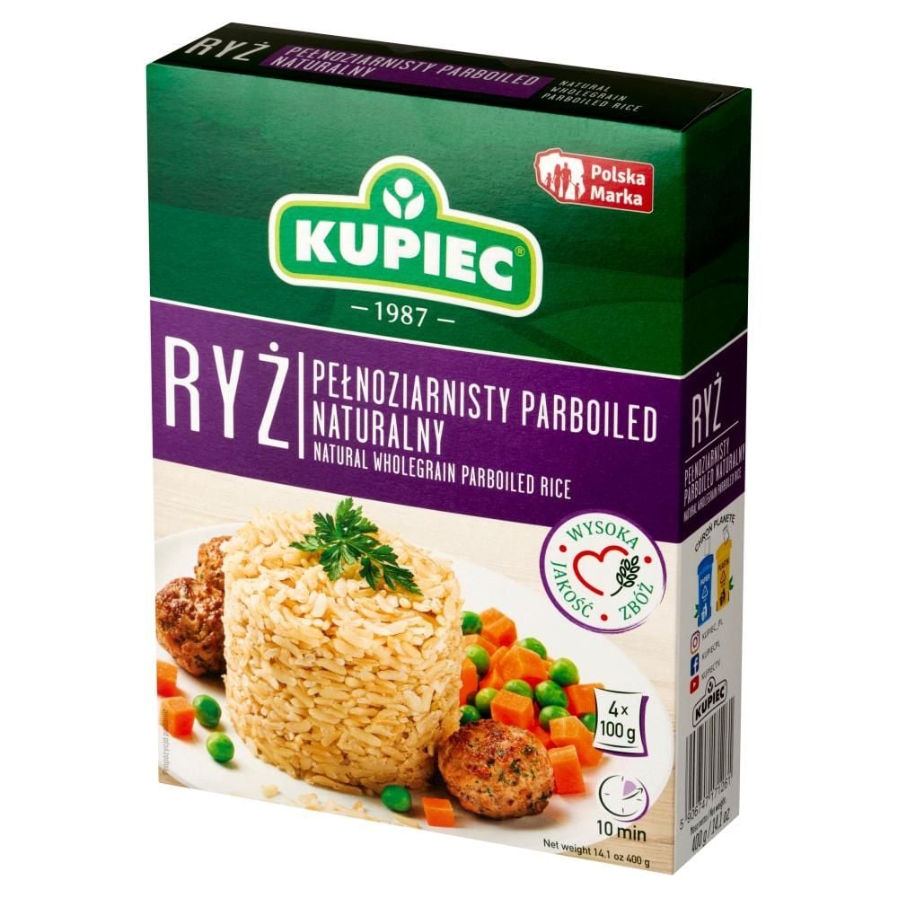 Kupiec Ryż pełnoziarnisty parboiled naturalny 400 g (4 x 100 g)