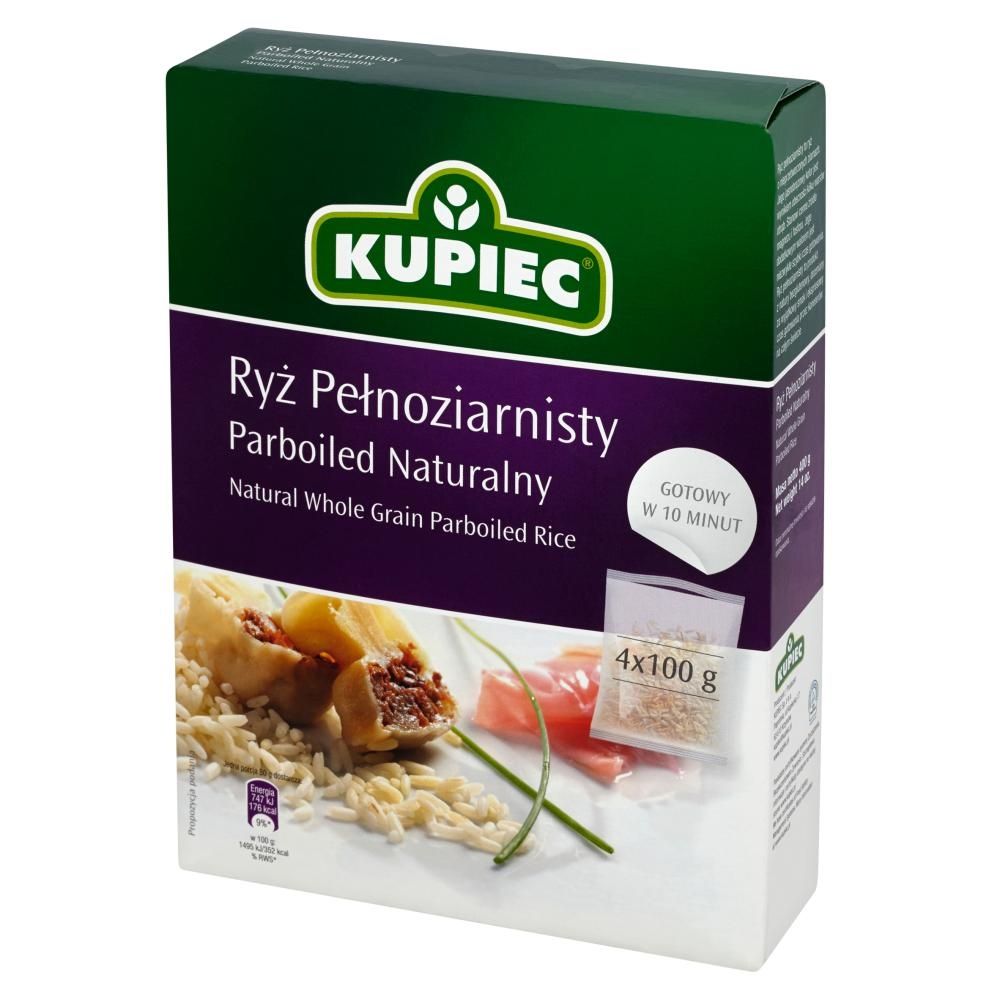 Kupiec Ryż pełnoziarnisty parboiled naturalny 400 g (4 torebki)