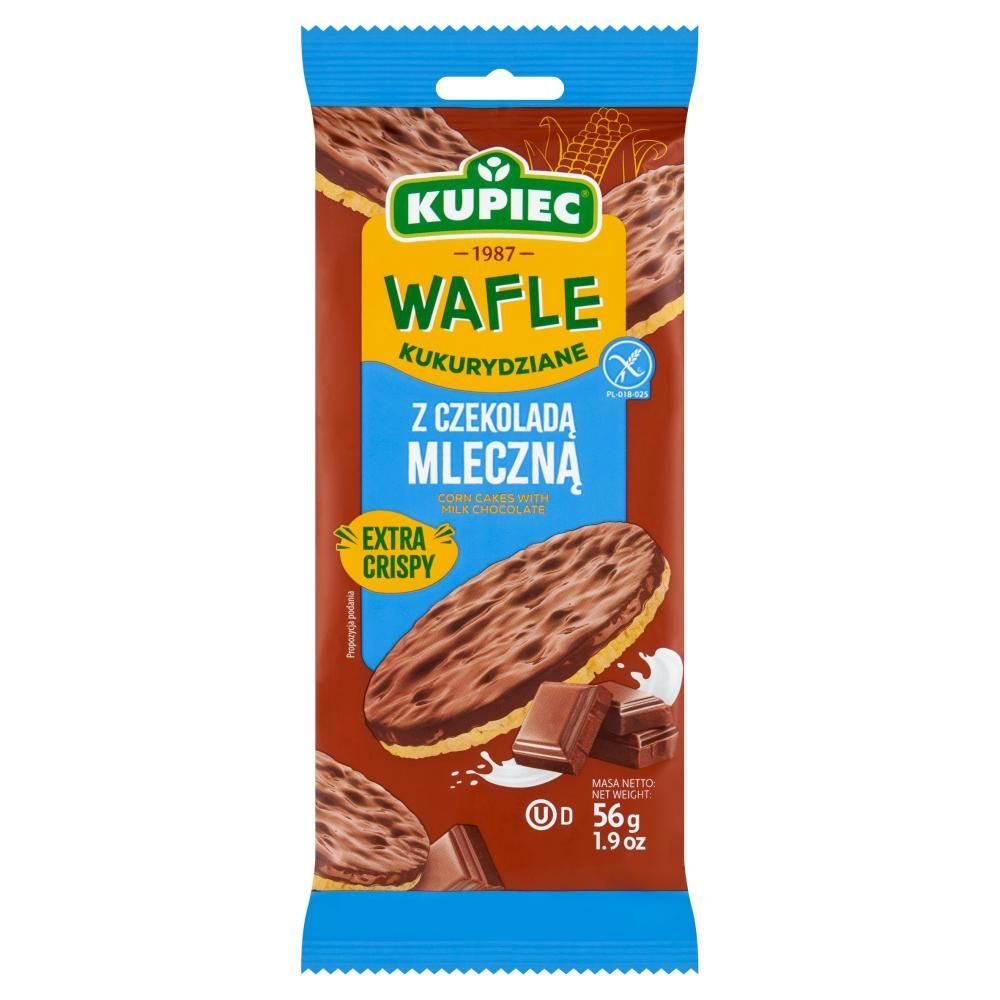 Kupiec Wafle kukurydziane z czekoladą mleczną 56 g (4 sztuki)