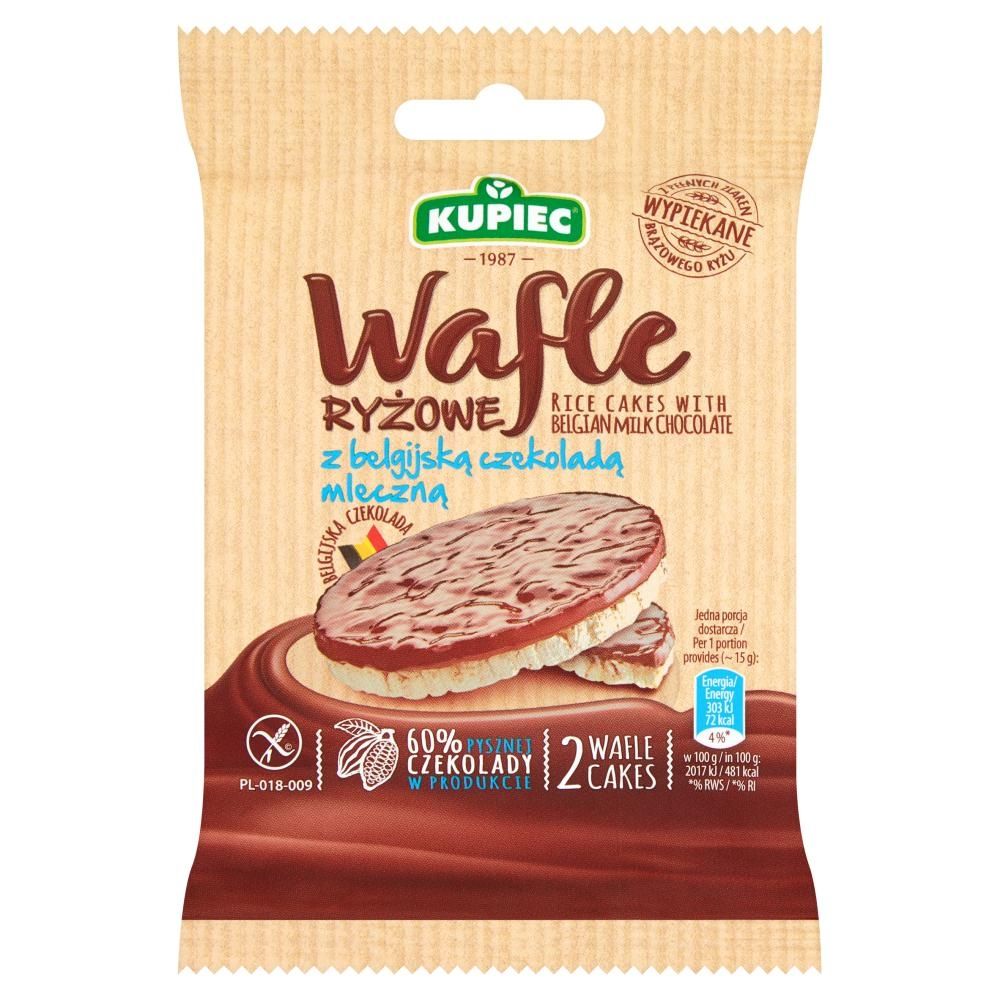 Kupiec Wafle ryżowe z belgijską czekoladą mleczną 30 g (2 sztuki)