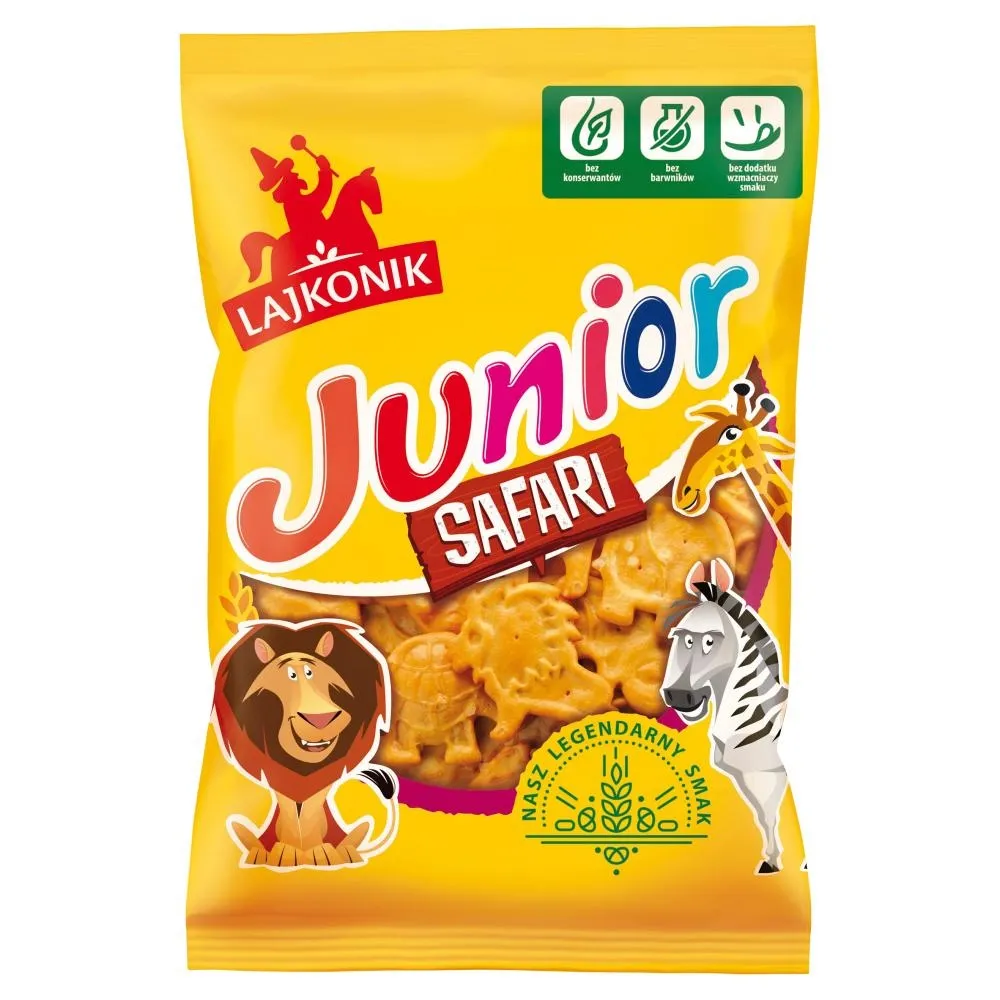 Lajkonik Junior Safari Drobne pieczywo o smaku waniliowym 125 g