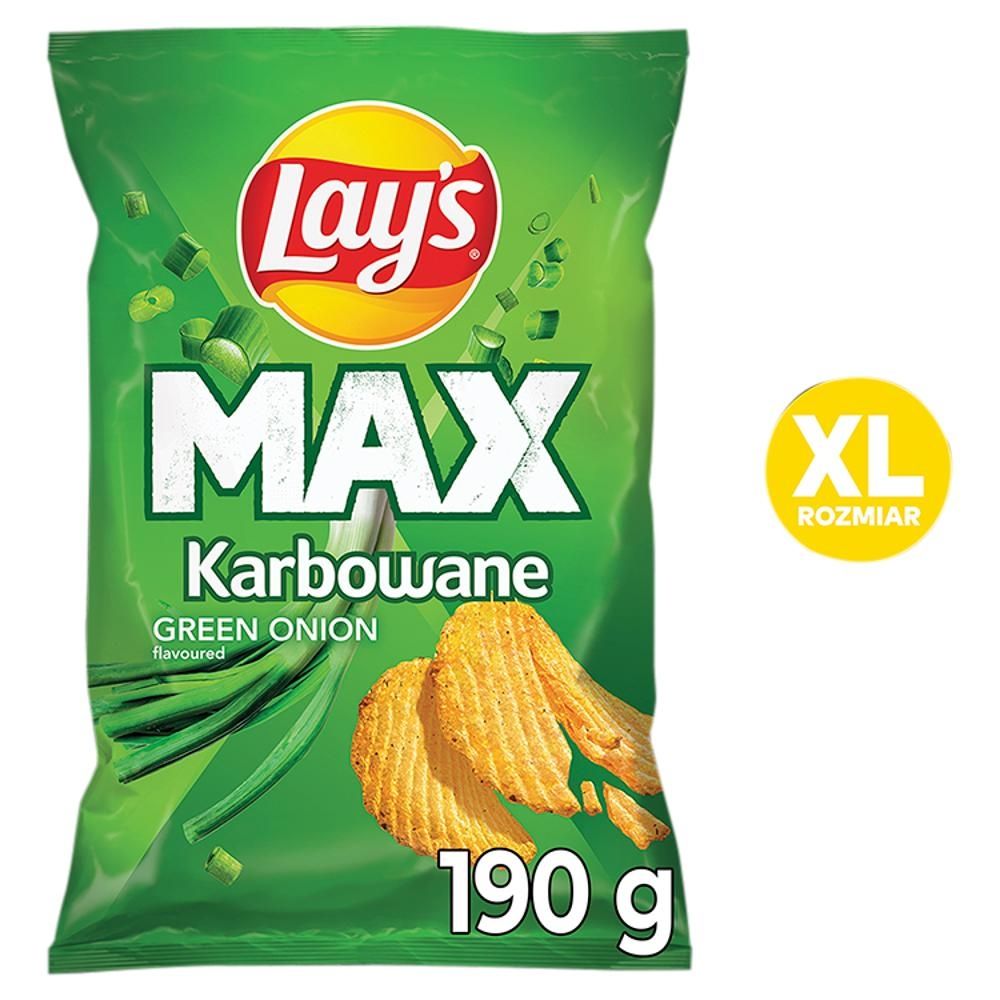 Lay's Max Chipsy ziemniaczane karbowane o smaku zielonej cebulki 190 g