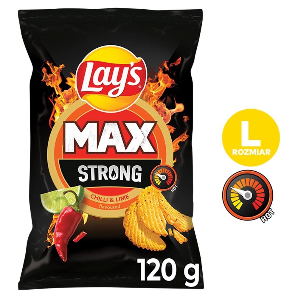 Lay's Max Strong Chipsy ziemniaczane karbowane o smaku ostrego chilli i limonki 120 g