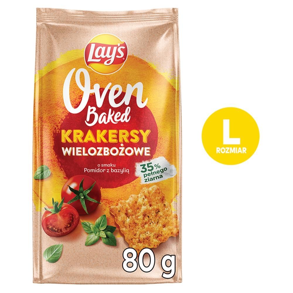 Lay's Oven Baked Krakersy wielozbożowe o smaku pomidor z bazylią 80 g