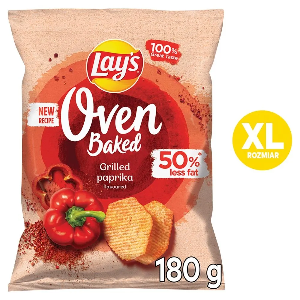 Lay's Oven Baked Pieczone formowane chipsy ziemniaczane o smaku grillowanej papryki 180 g