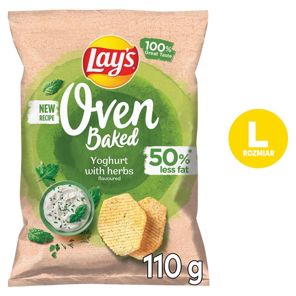 Lay's Oven Baked Pieczone formowane chipsy ziemniaczane o smaku jogurtu z ziołami 110 g