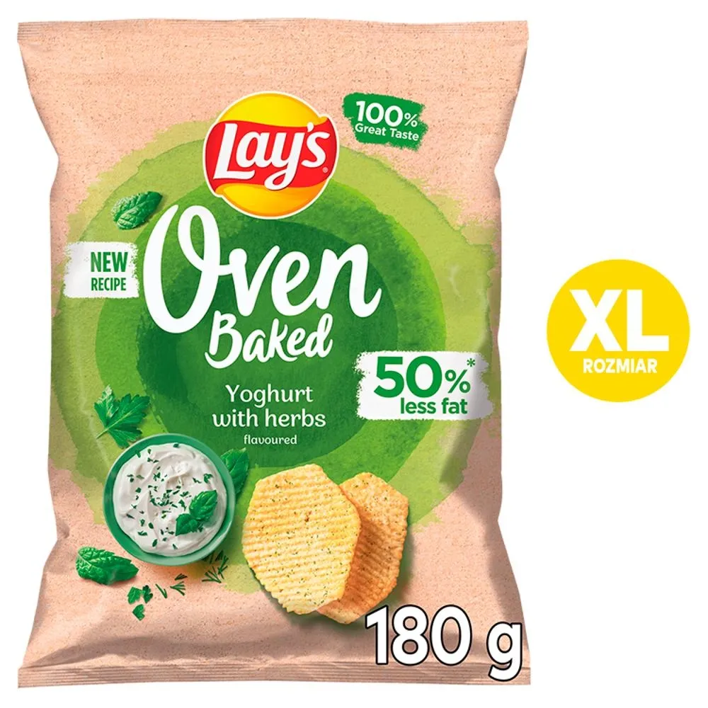 Lay's Oven Baked Pieczone formowane chipsy ziemniaczane o smaku jogurtu z ziołami 180 g