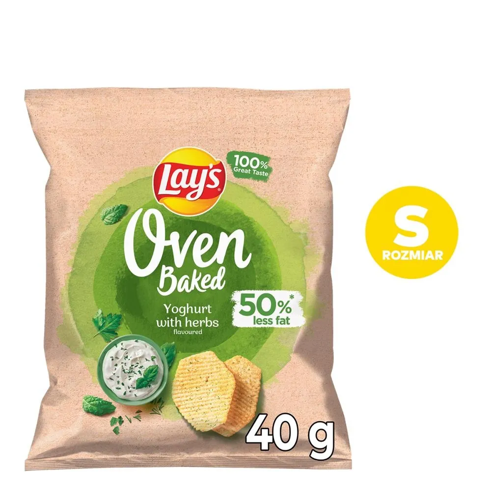 Lay's Oven Baked Pieczone formowane chipsy ziemniaczane o smaku jogurtu z ziołami 40 g