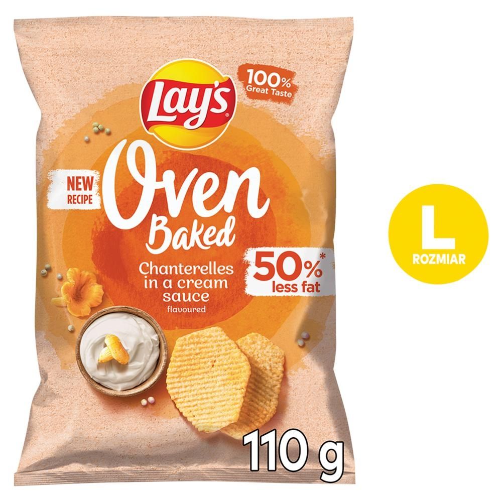 Lay's Oven Baked Pieczone formowane chipsy ziemniaczane o smaku kurek w śmietanowym sosie 110 g