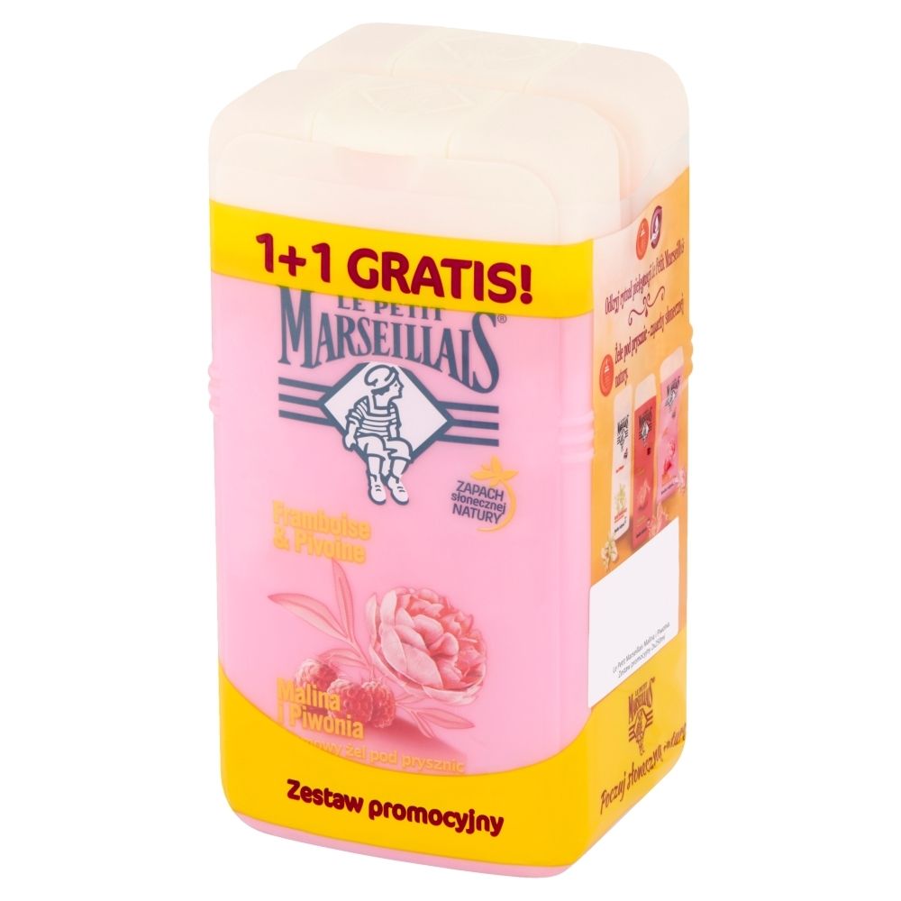 Le Petit Marseillais Kremowy żel pod prysznic malina i piwonia 2 x 250 ml