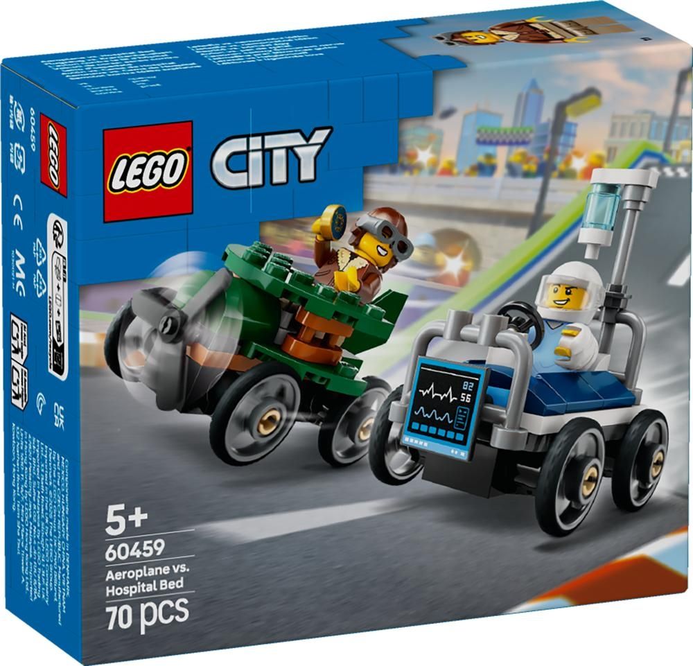 LEGO  City Zestaw wyścigówek: samolot kontra łóżko szpitalne 60459