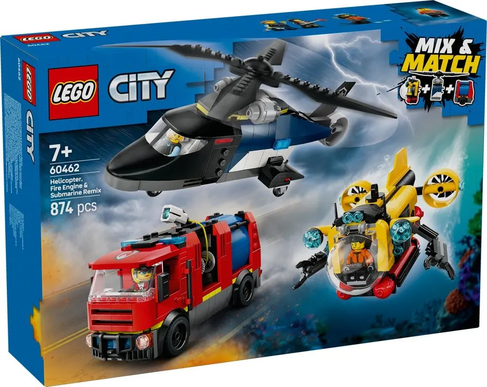 LEGO  City Zestaw z helikopterem, wozem strażackim i łodzią podwodną 60462