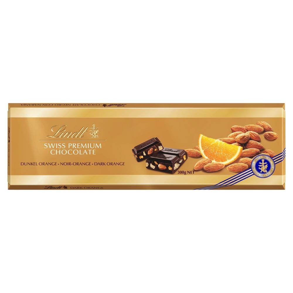 Lindt Ciemna czekolada o smaku pomarańczowym z migdałami 300 g