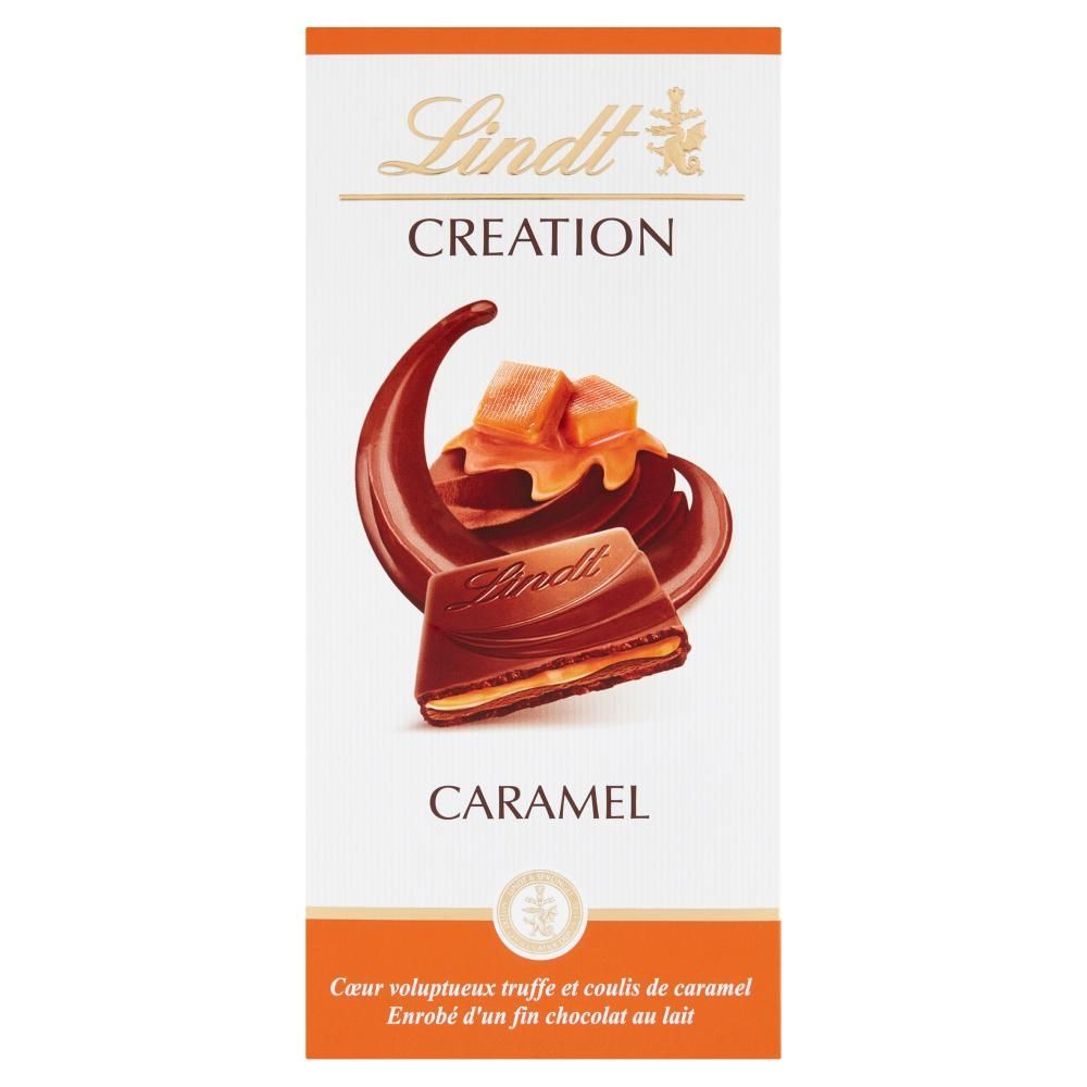 Lindt Creation Czekolada mleczna z nadzieniem truflowym oraz z karmelowym coulis 150 g