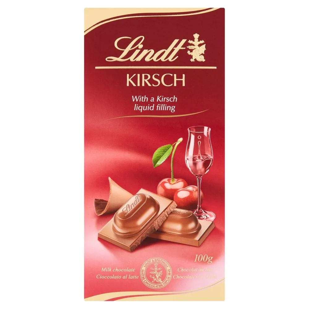 Lindt Czekolada mleczna z płynnym nadzieniem z likierem Kirsch 100 g