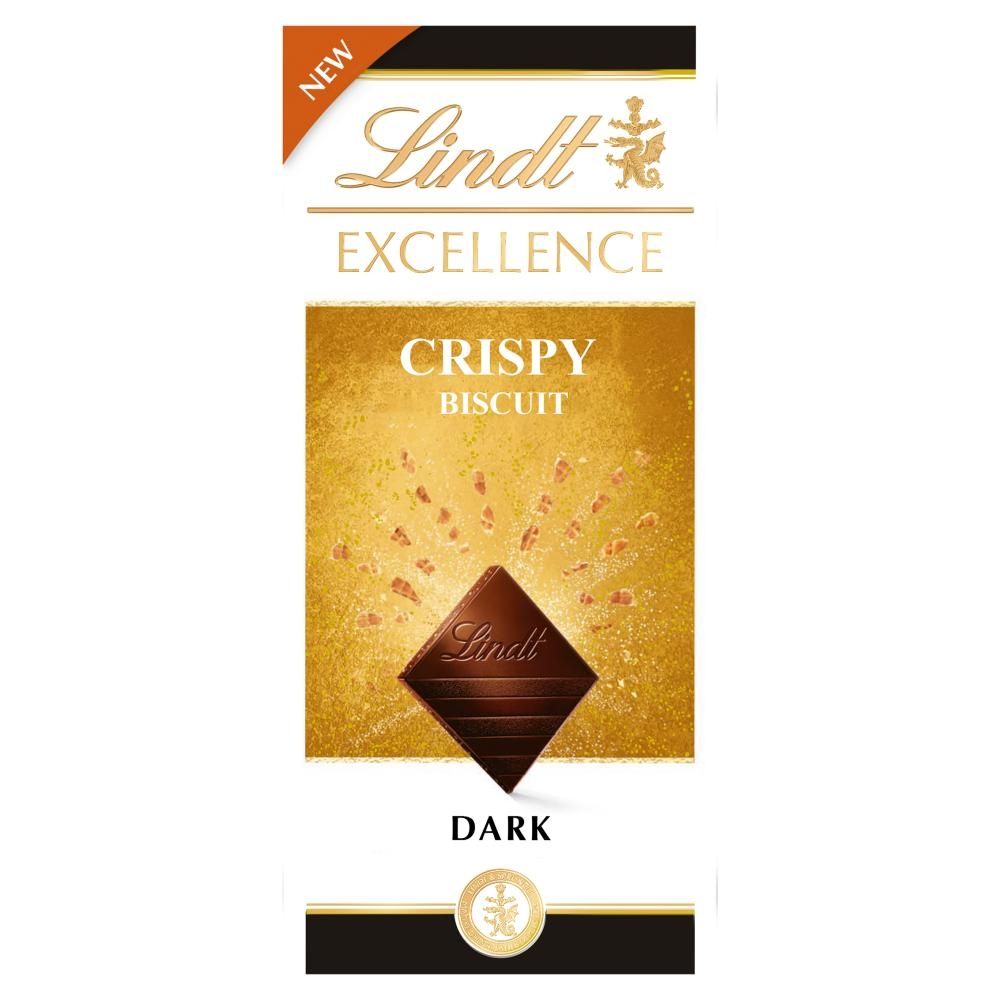 Lindt Excellence Gorzka czekolada z kawałkami kruchych ciasteczek 100 g