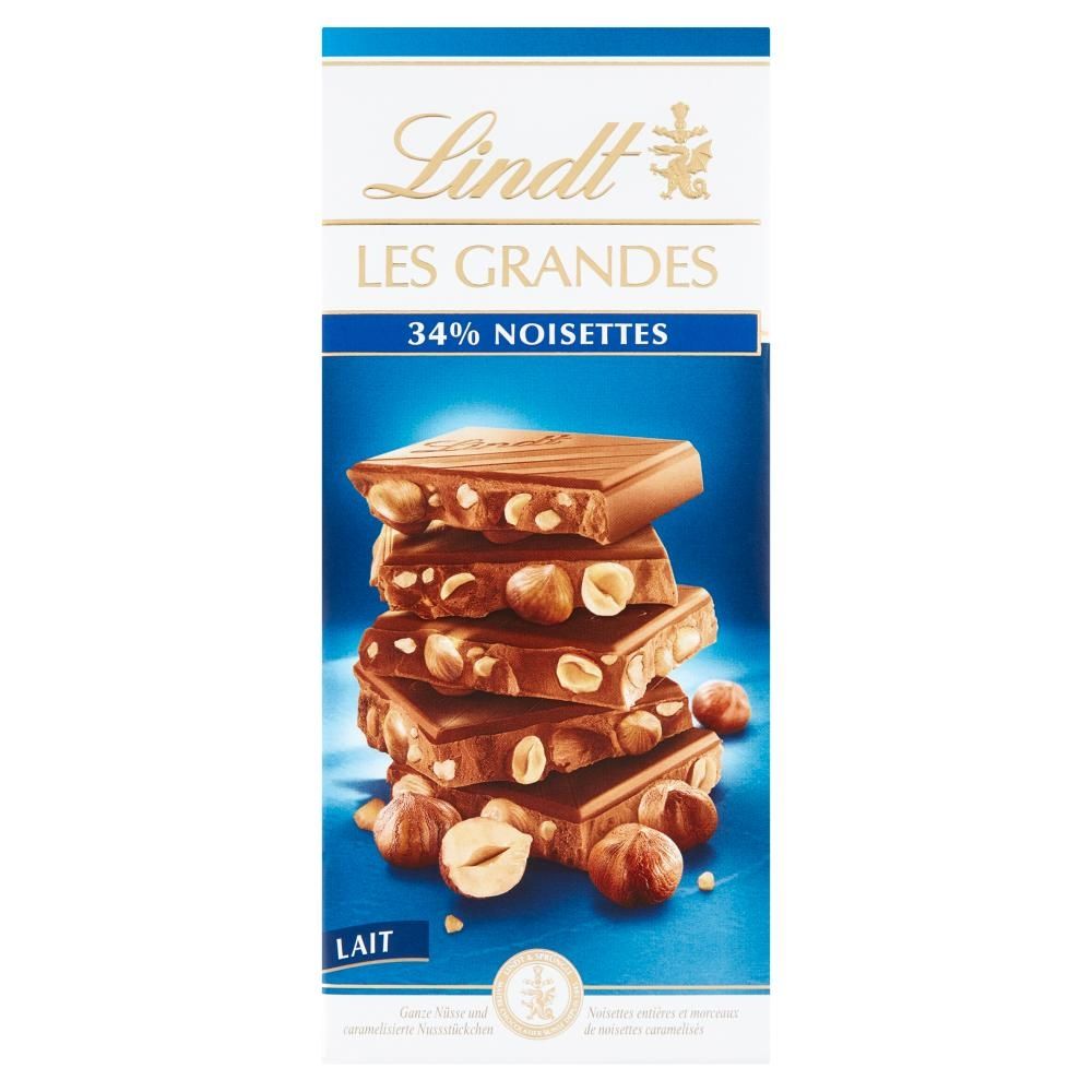 Lindt Les Grandes Szwajcarska czekolada mleczna z orzechami laskowymi 150 g