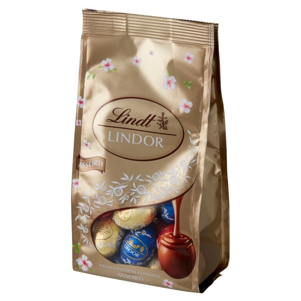 Lindt Lindor Pralinki z czekolady mlecznej deserowej i białej z nadzieniem 180 g