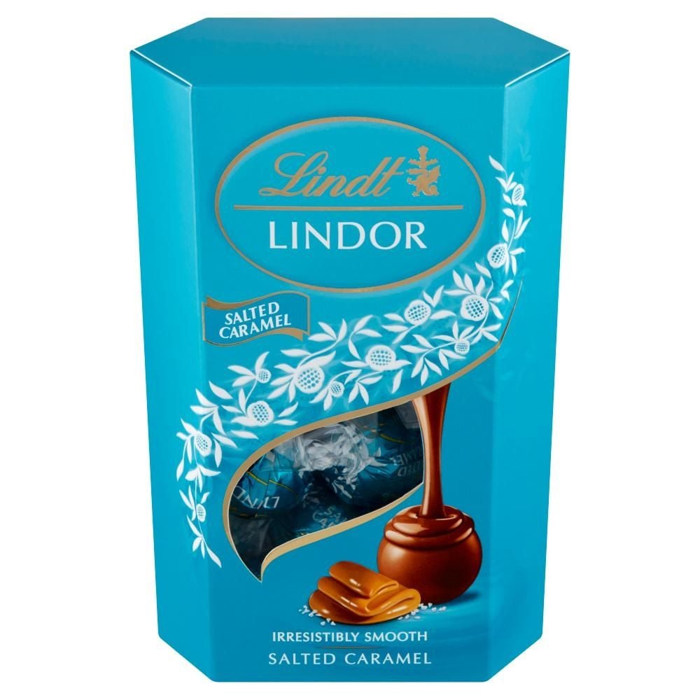 Lindt Lindor Praliny z czekolady mlecznej z nadzieniem karmelowym z kryształkami soli 200 g