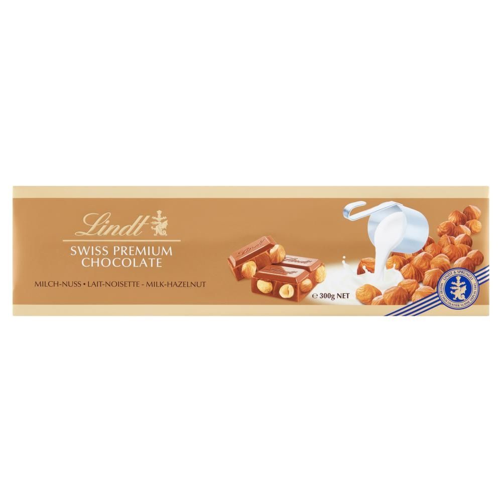 Lindt Szwajcarska czekolada mleczna z całymi orzechami laskowymi 300 g