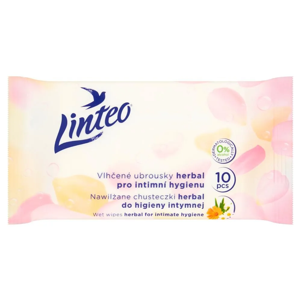 Linteo Herbal Nawilżane chusteczki do higieny intymnej 10 sztuk