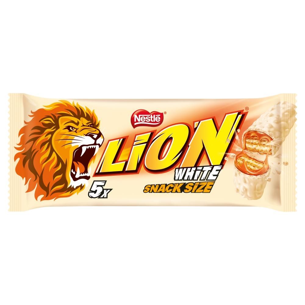 Lion White Nadziewany wafel z karmelem i płatkami pszennymi w białej polewie 150 g (5 x 30 g)