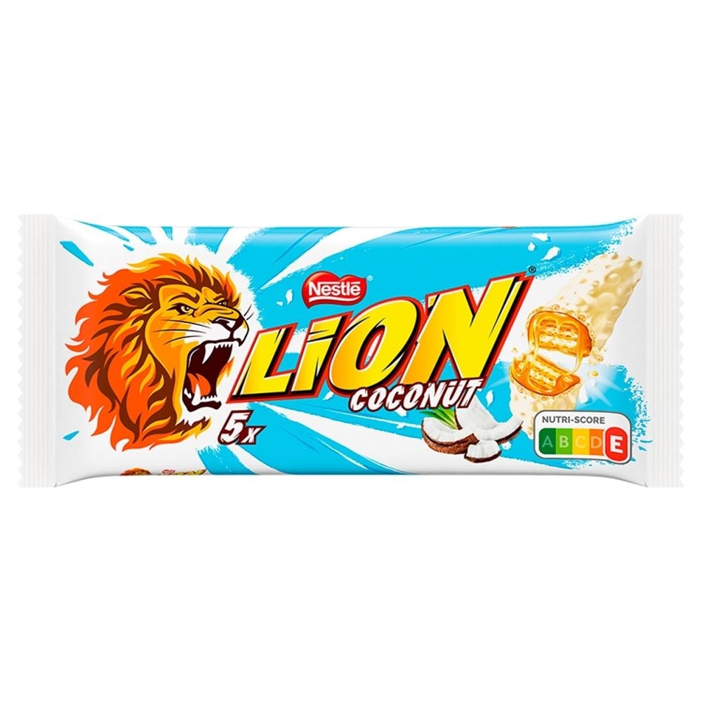 Lion Nadziewany wafel z karmelem wiórkami kokosowymi i płatkami pszennymi w polewie 150 g (5 x 30 g)