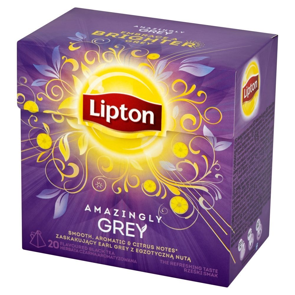 Lipton Amazingly Grey Herbata czarna aromatyzowana 38 g (20 torebek)