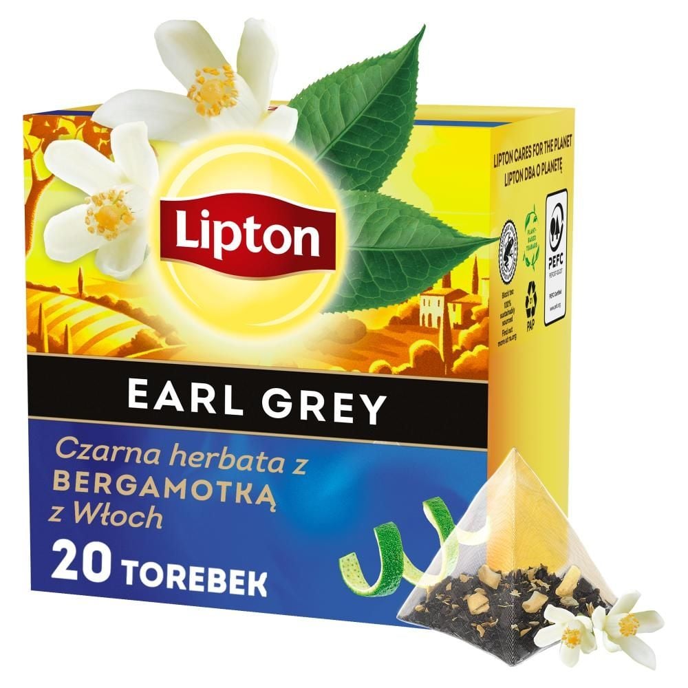 Lipton Czarna herbata z bergamotką Earl Grey 32 g (20 torebek)