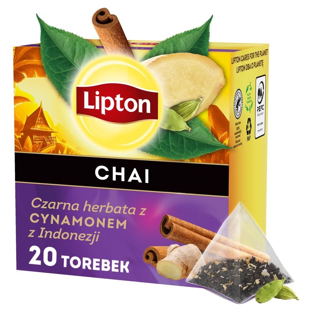 Lipton Czarna herbata z cynamonem z Indonezji 34 g (20 torebek)