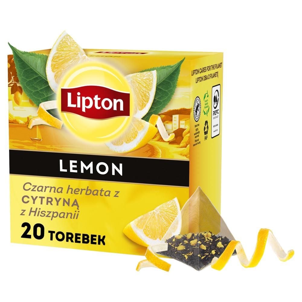 Lipton Czarna herbata z cytryną z Hiszpanii 34 g (20 torebek)