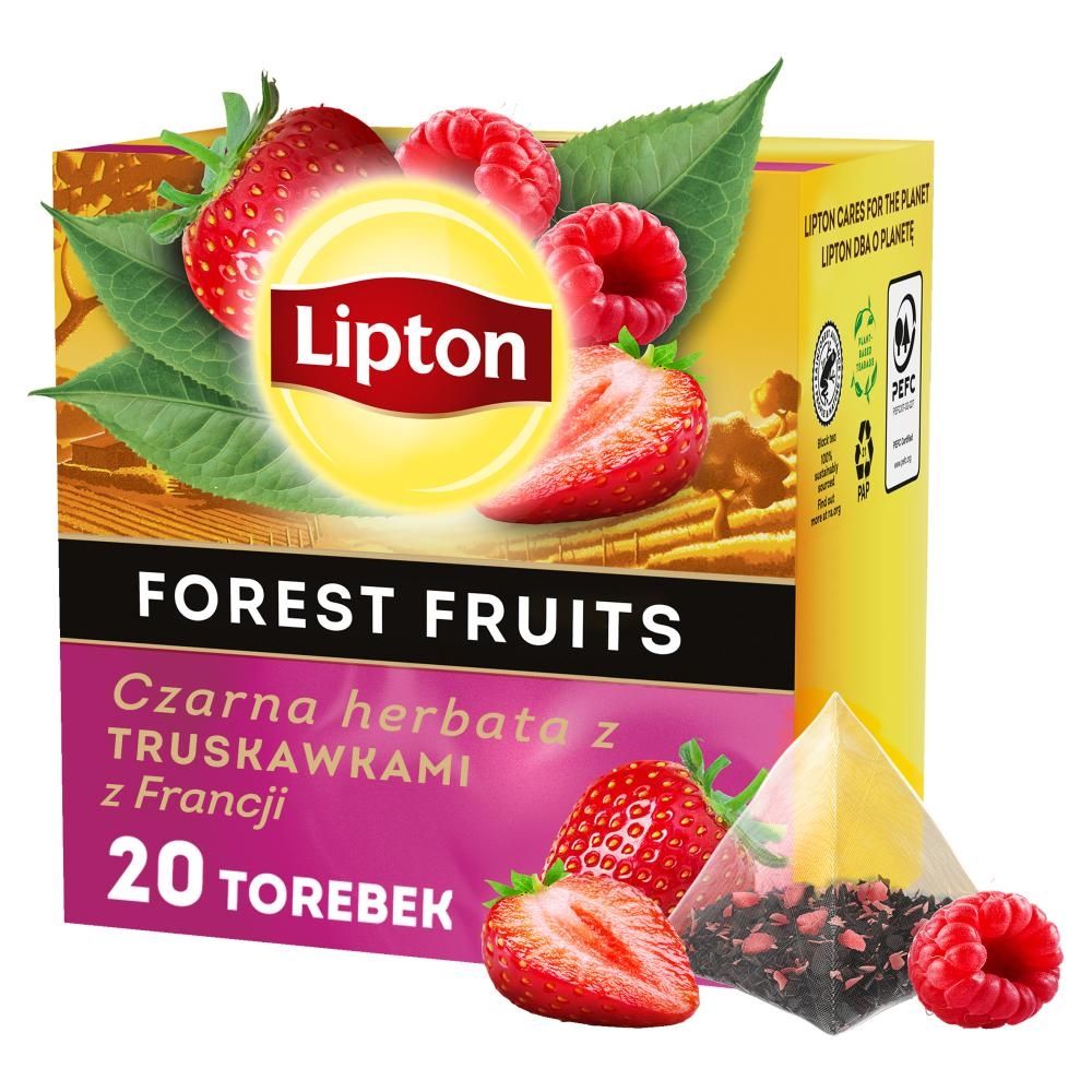 Lipton Czarna herbata z truskawkami z Francji 30 g (20 torebek)