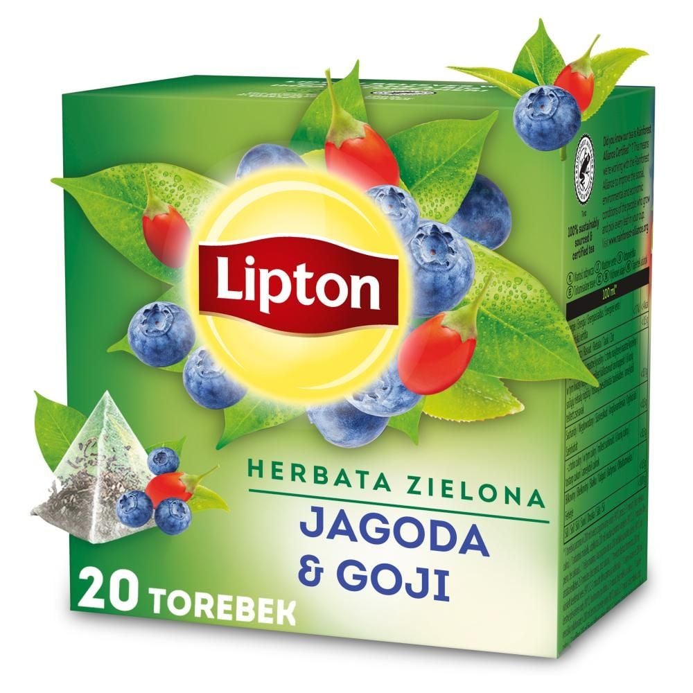 Lipton Herbata zielona jagoda & goji 28 g (20 torebek)