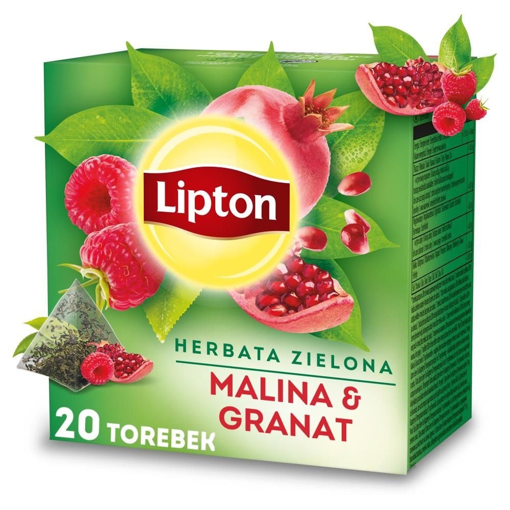 Lipton Herbata zielona malina & granat 28 g (20 torebek)