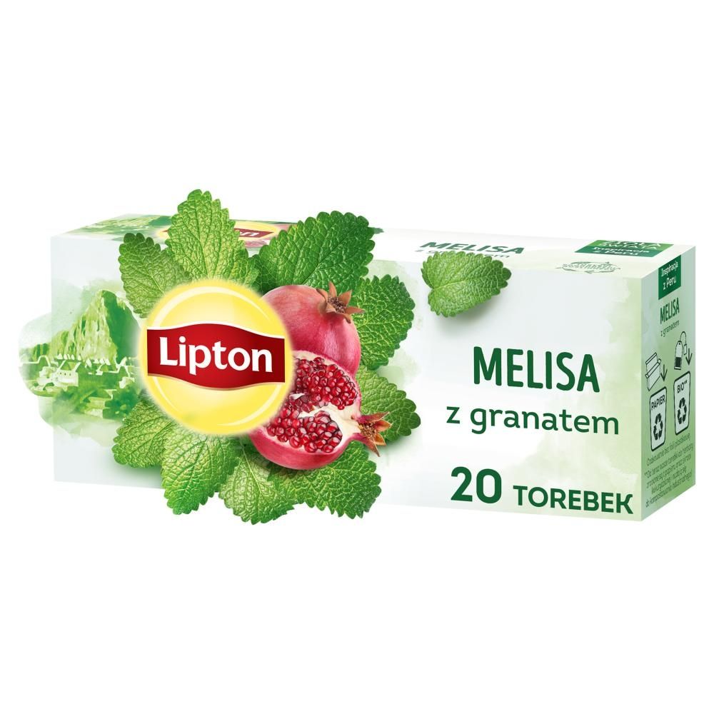 Lipton Herbatka ziołowa aromatyzowana melisa z granatem 24 g (20 torebek)