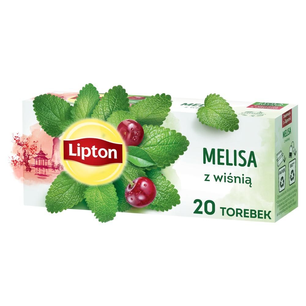 Lipton Herbatka ziołowa aromatyzowana melisa z wiśnią 24 g (20 torebek)