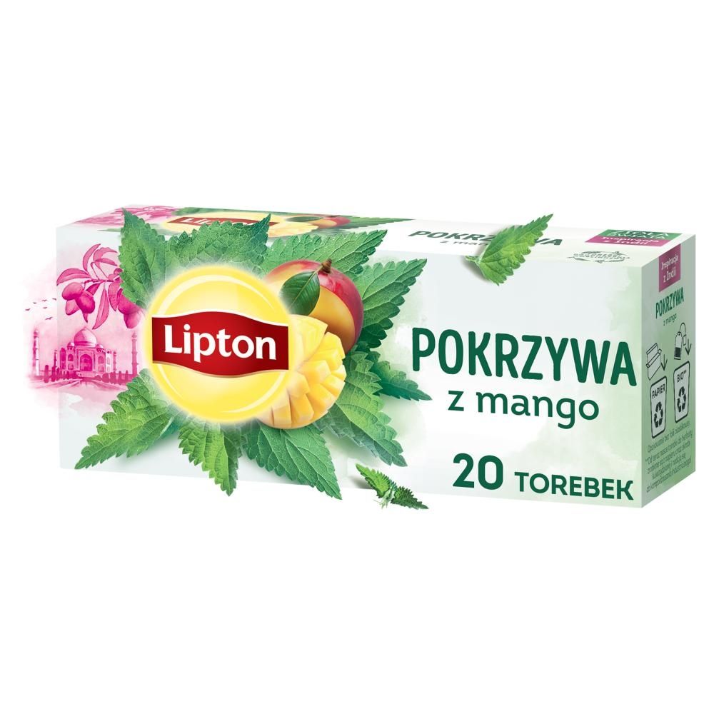 Lipton Herbatka ziołowa aromatyzowana pokrzywa z mango 26 g (20 torebek)