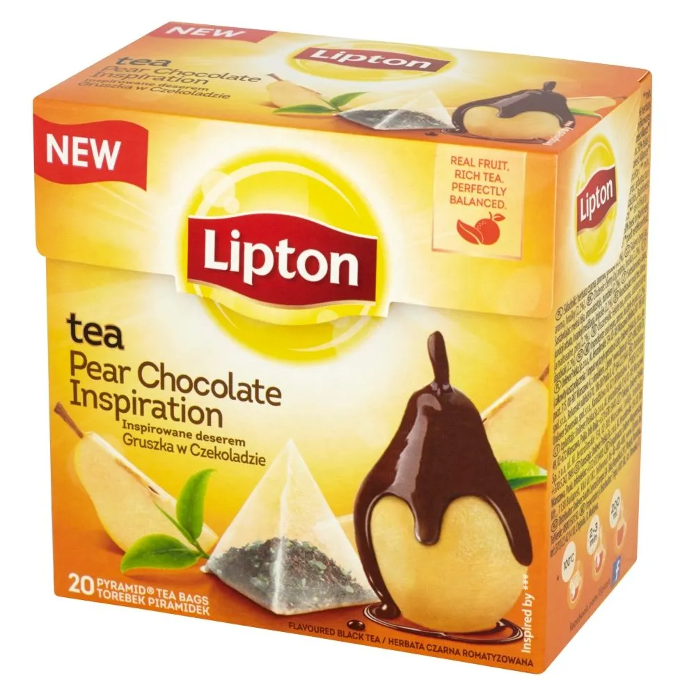 Lipton Inspirowane deserem gruszka w czekoladzie Herbata czarna 32 g (20 torebek)