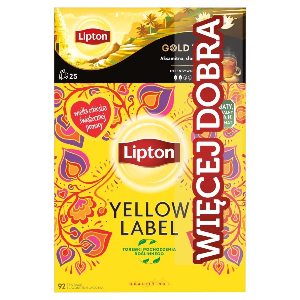 Lipton Yellow Label Herbata czarna 184 g (92 torebki) i Gold Tea Herbata czarna 25 torebek