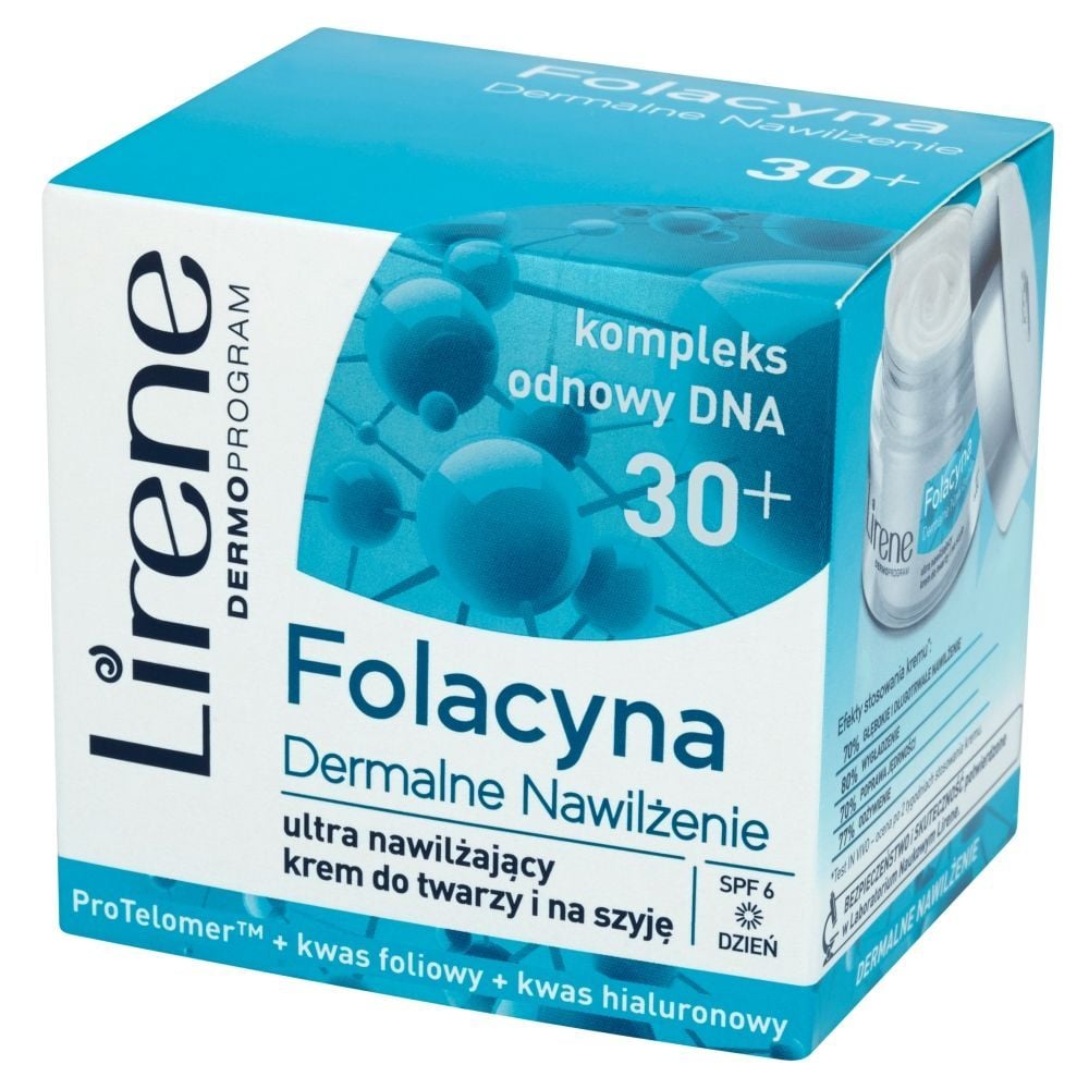 Lirene Folacyna 30+ Dermalne Nawilżenie Ultra wygładzający krem do twarzy i na szyję na dzień 50 ml