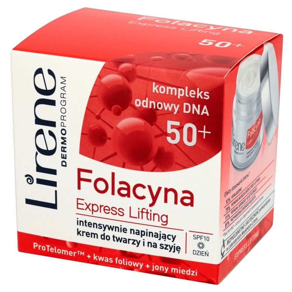 Lirene Folacyna 50+ Express Lifting Intensywnie napinający krem do twarzy i na szyję 50 ml