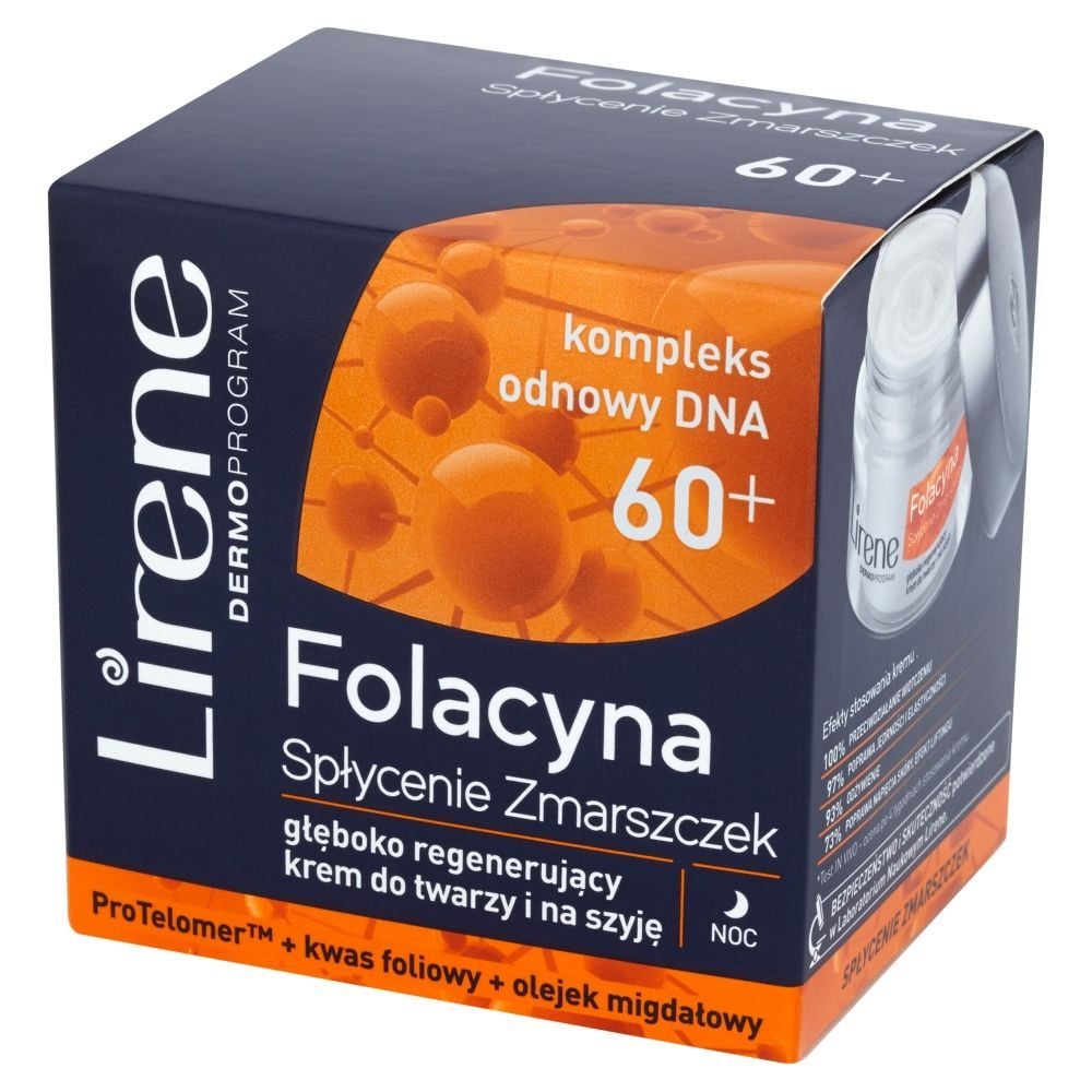 Lirene Folacyna 60+ Spłycenie Zmarszczek Głęboko regenerujący krem do twarzy i na szyję 50 ml